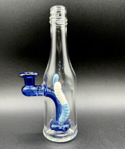 Alternative view of Emperial Glass Bottle- Blue